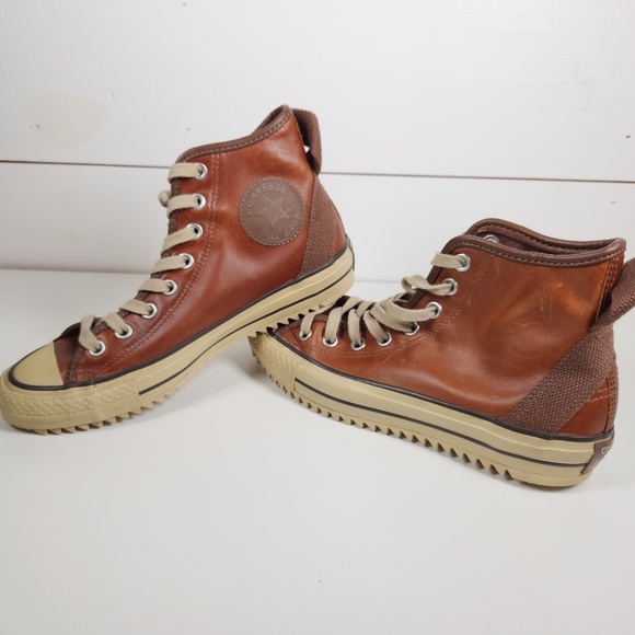 Converse Chuck Taylor All Star Hi Top Brown Pine Cone Leather Shoes Uni 6.5/8.5 - Picture 1 of 11